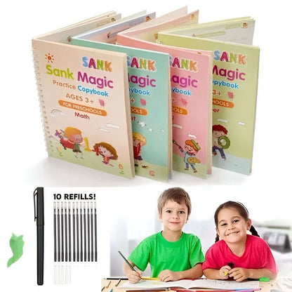 Improve Child's Handwritting with Sank Magic Book (4 books + Magic Pen & refills)