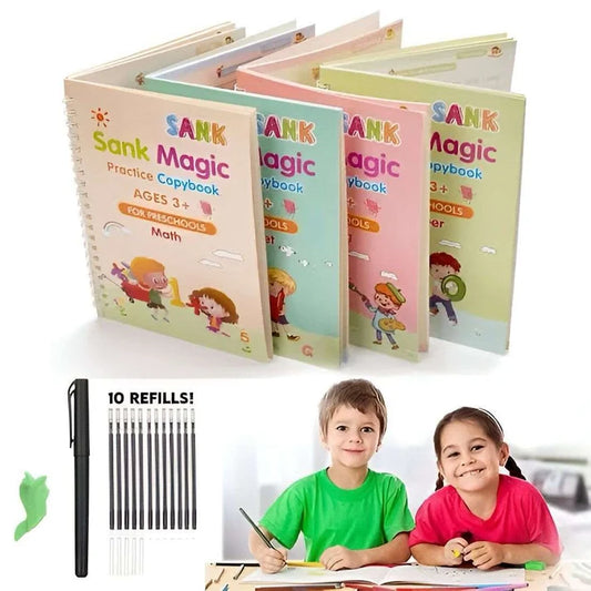 Improve Child's Handwritting with Sank Magic Book (4 books + Magic Pen & refills)