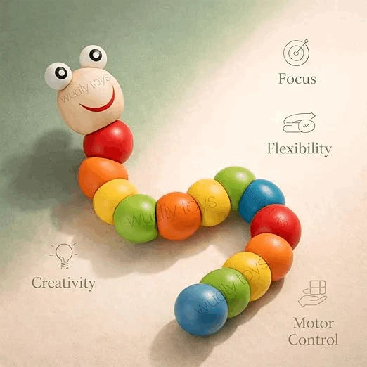 Flexible Wooden Caterpillar Twist Toy for Kids
