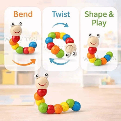 Flexible Wooden Caterpillar Twist Toy for Kids