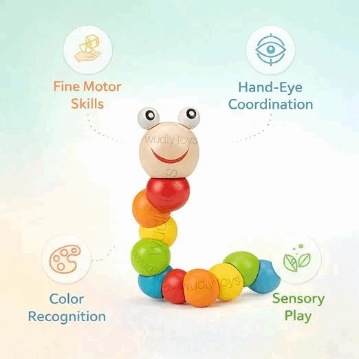 Flexible Wooden Caterpillar Twist Toy for Kids