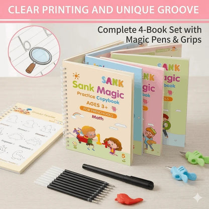 Improve Child's Handwritting with Sank Magic Book (4 books + Magic Pen & refills)